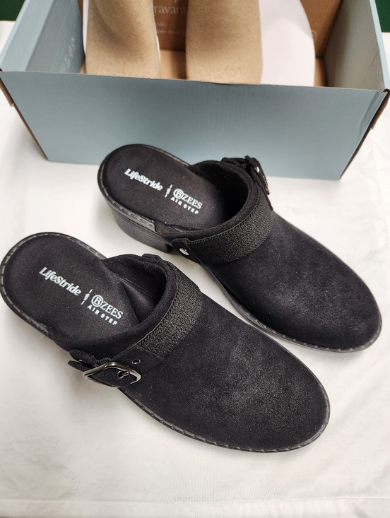 Bzees Lifestride Shoes - Bzees Lifestride Women's OPEN BOOK Clog Mule Black Size 7